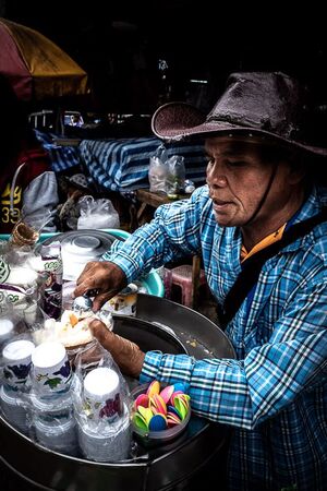 Ice cream seller in Khlong Toei Market