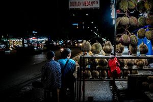 Durians sold by the roadside