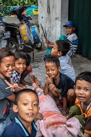 Boys playing in Taman Sari district in Jakarta