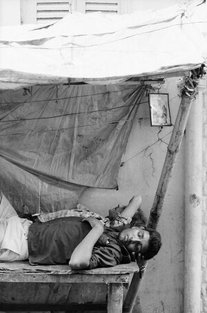Man sleeping on table