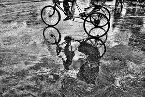 Shadow of cycle rickshaw