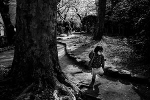 Boy running in Sotobori Park