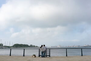Couple looking out to sea