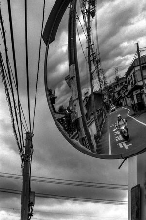 Motorbike in mirror
