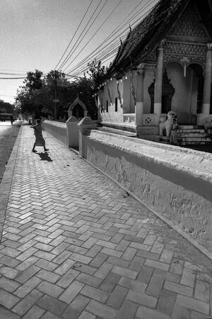 Buddhist monk returning to the temple