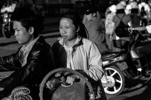 Young couple on motorbike