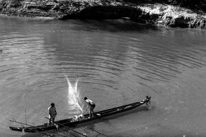 Men fishing on the boat