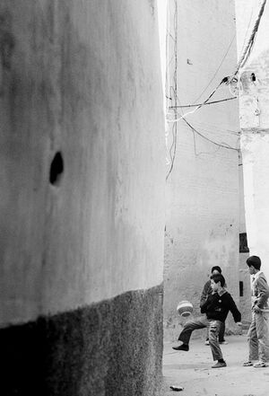 Boys playing football