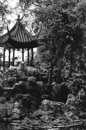 Arbor and Taihu stones in Lingering Garden