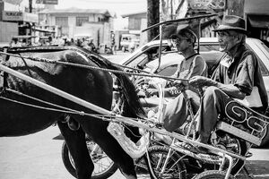 Coachman running in the city of Laoag