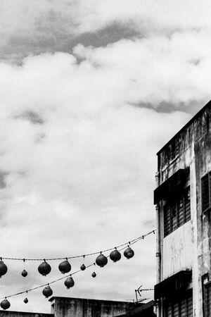 Lanterns hung in street