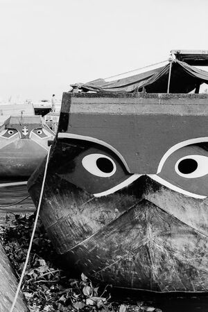 Eyes drawn on bow of ship