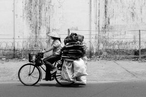 Bicycle with many burdens