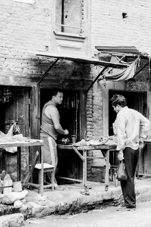 Small butcher on a street corner of Kathmandu