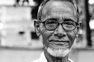 Man with a wrinkled face