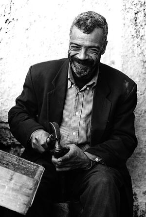 Shoemaker smiling