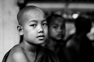 袈裟を着た若い僧侶