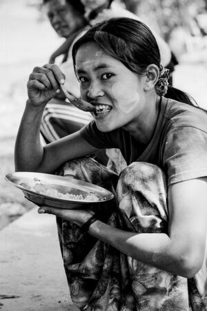 Woman having lunch
