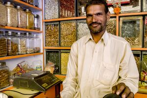 Man working in spice store