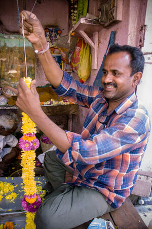 Man making wreaths