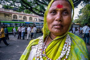 Woman wearing Bindi and necklace