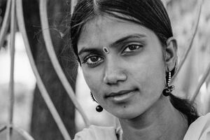Young woman wearing gorgeous Bindi