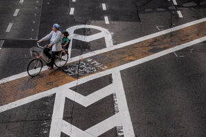 Bicycle running bicycle lane