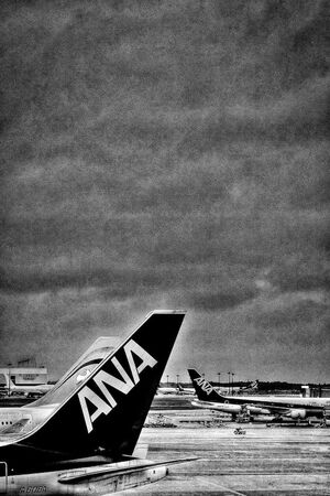 Airplanes being parked at Narita Airport