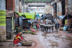 Woman working in market in Murshidabad