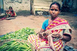woman selling okra