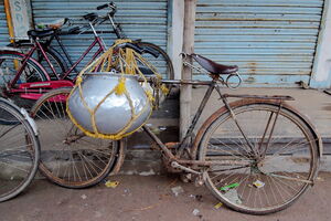 Bicycle with container