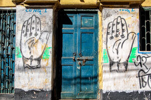 Door and palms