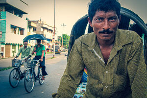 Pin stripe on cycle rickshaw