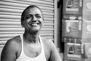 Wide smile of man