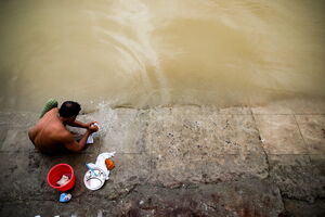 Man washing in the Hooghly River