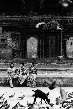 Three women in Durbar Square