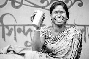Woman having a cup