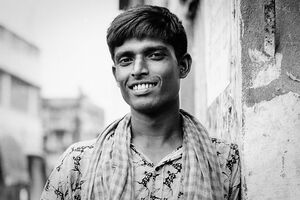 Laborer smiling