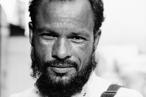 Eyes of bearded man