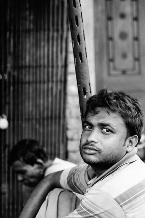 Man putting brooding look