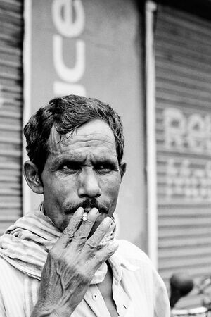 Laborer with a veiny hand