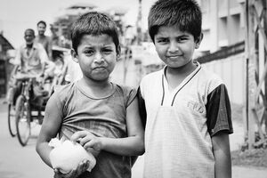 Two boys and plastic bag