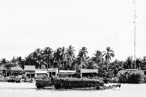 Fully-loaded ship with coconuts