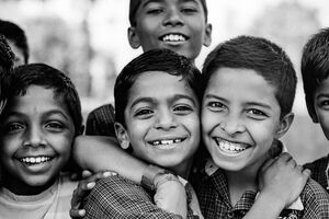 Boys smiling happily