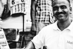 laugh-filled street vendor
