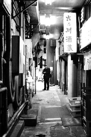 businessman in alleyway