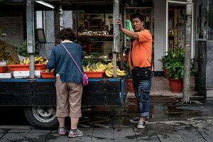 Street vendor selling bananas