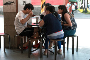 Family in restaurant