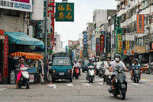 Motorbikes in crossroads