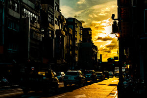 Cars in summer twilight